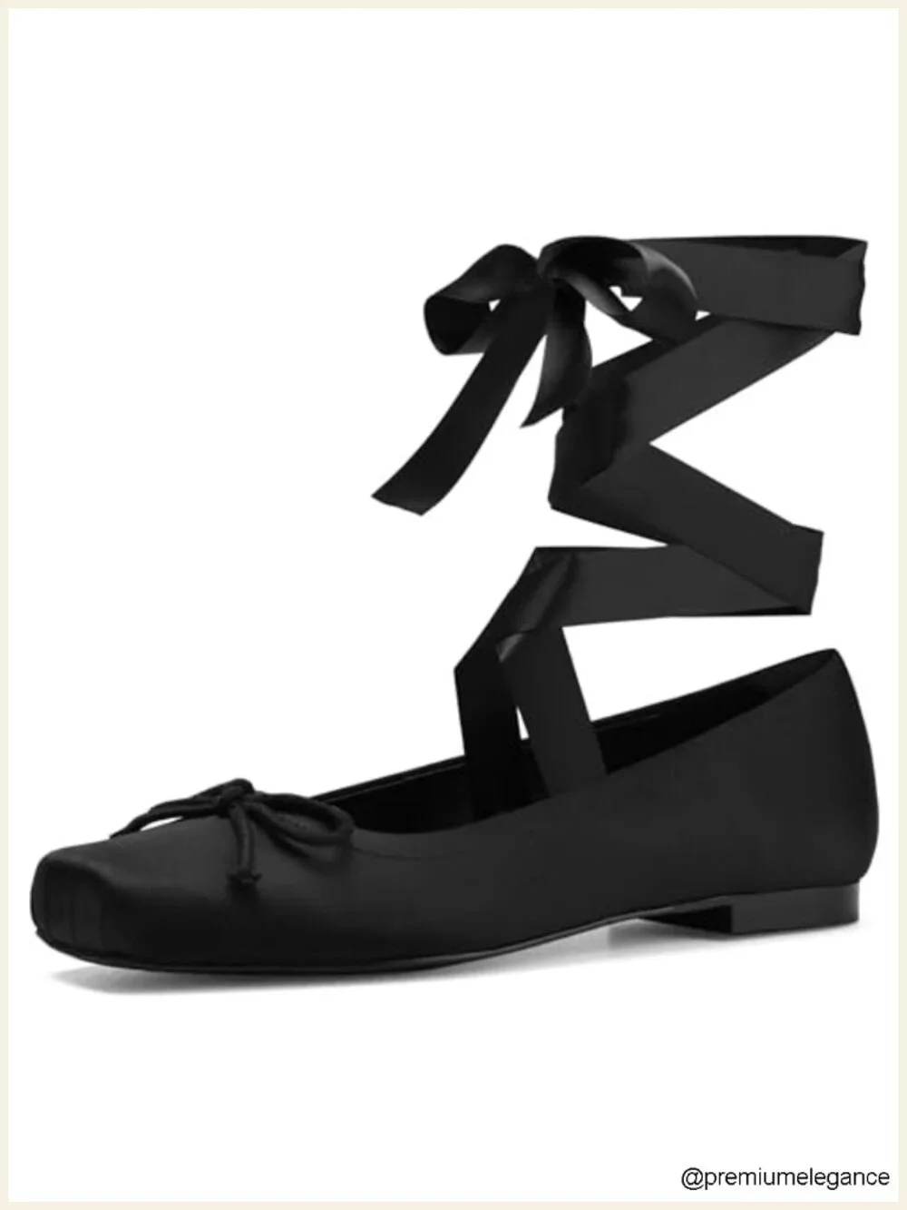 Detachable Ribbon Satin Ballet Flats Square Toe Cushioned Insole Non-Slip